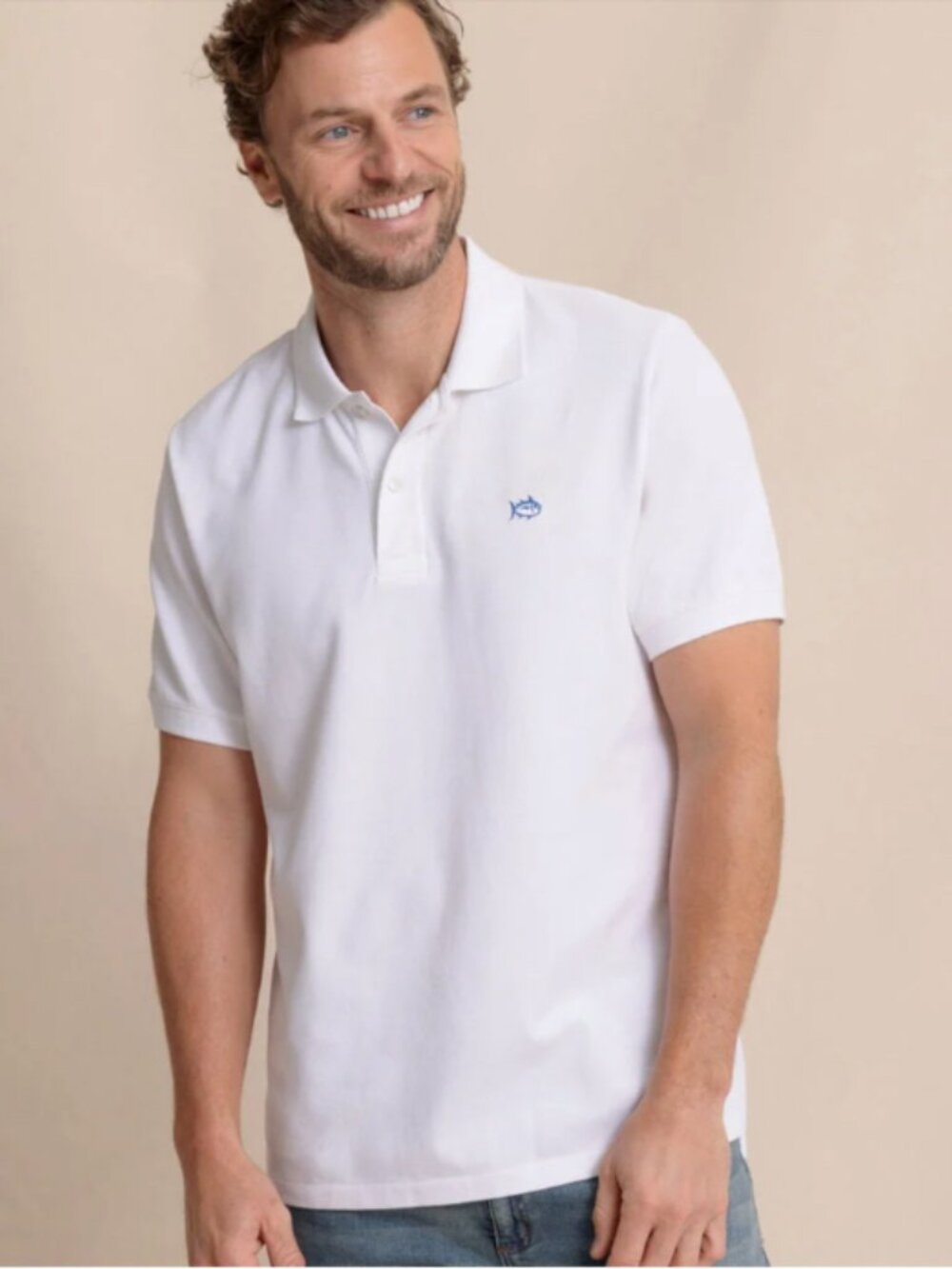 Southern Tide Classic White Skipjack Polo Shirt Size Large